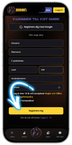 Registrera konto med BankID på Big Bass Bonanza casino
