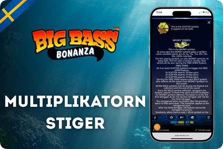Progressiv multiplikatormätare under gratissnurr i Big Bass Bonanza