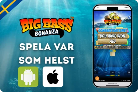 Big Bass Bonanza mobilvy i portrait-läge på smartphone